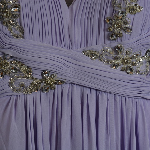 Lilac Beaded Sequin Rhinestone Gown SZ 14 NWT - Picture 14 of 16